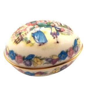 Lenox Porcelain Easter Egg Trinket Dish 1987 Limited Edition Colonial America